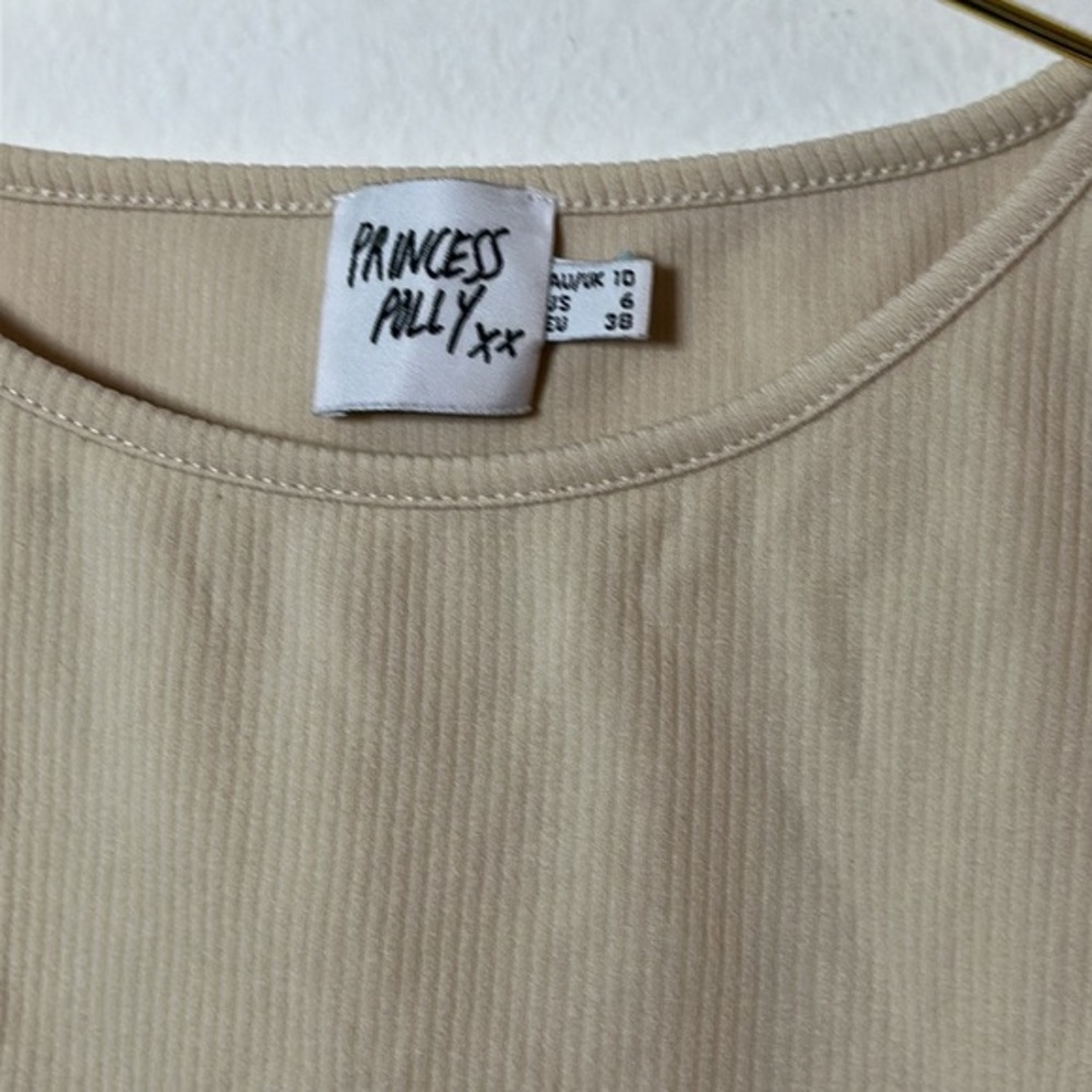 Princess Polly Cream Ribbed Crop Top - Picture 6 of 8